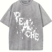 Abstract Black Ink Vintage Washed T-Shirt in Gray