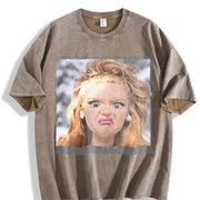 Shocked Blonde Glam Doll Vintage Washed T-Shirt in Brown
