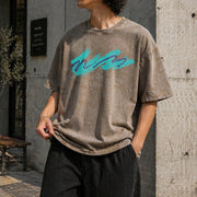 90's Paper Cup Nostalgia Vintage Washed T-Shirt in Brown