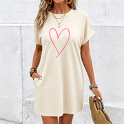 Nightgown Bathrobe Nightdress Long Dress Valentine's Day Cotton T-Shirt in White