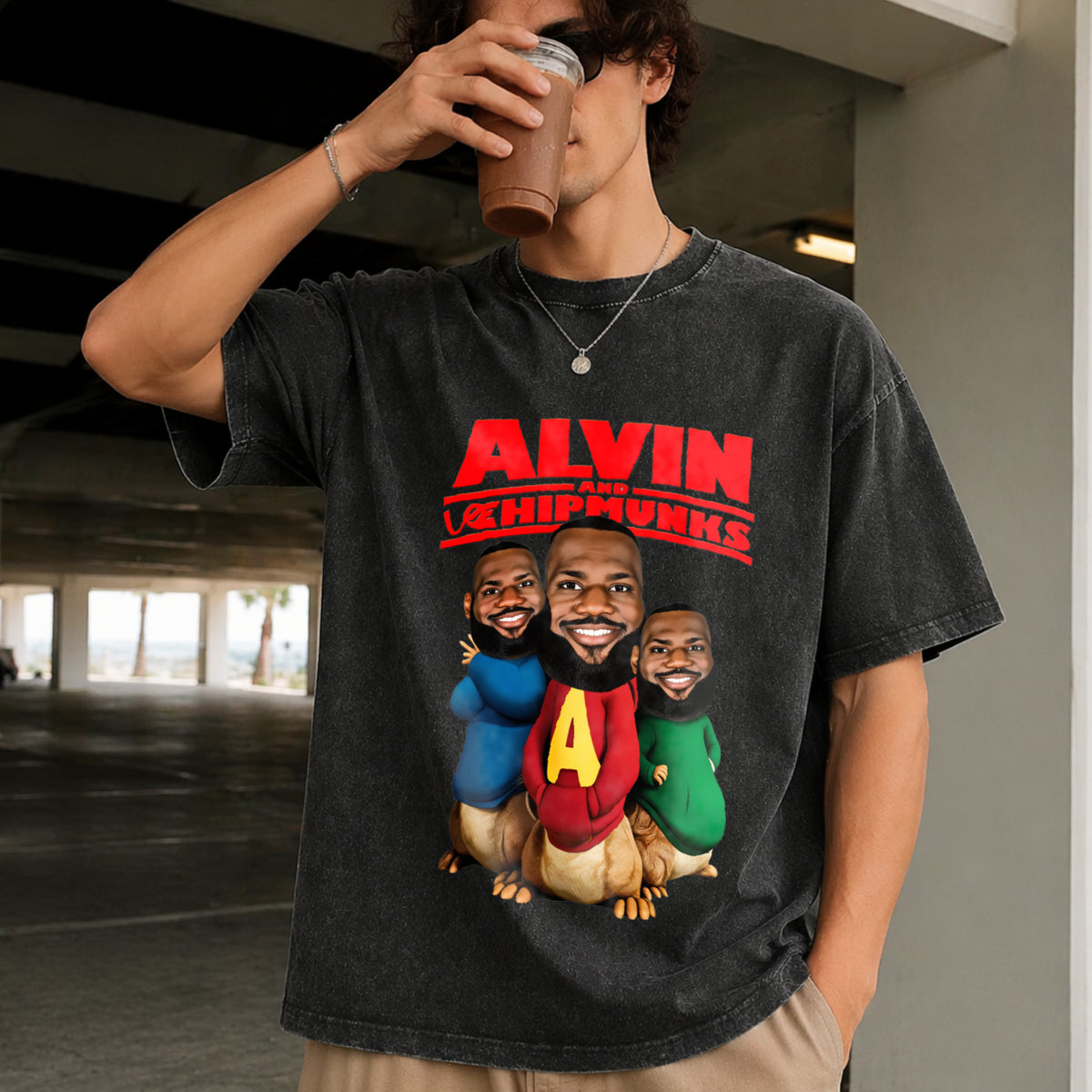 Alvin and the Chipmunks Vintage Washed T-Shirt in Black