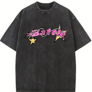 1 Pcs Heavy Adorable Vintage Washed T-Shirt in Black