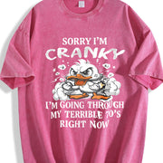Sorry I'm Cranky Vintage Washed T-Shirt in Red