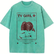 Tv Girl Lovers Rock Song 90s Vintage Washed T-Shirt in Blue