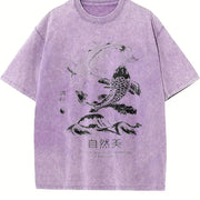 Koi Fish Natural Beauty Vintage Washed T-Shirt in Purple