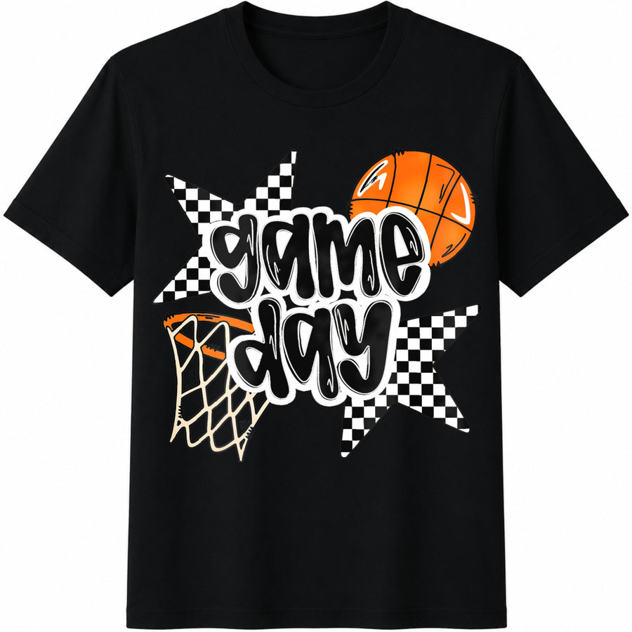 Game Day Basketball: Sports Lover Cotton T-Shirt in Black