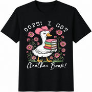 Goose Book Oops I Got Another Book Cotton T-Shirt in Black