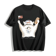 Patriotic Raccoon America 4th of July Raccoon Lover USA Cotton T-Shirt in Black