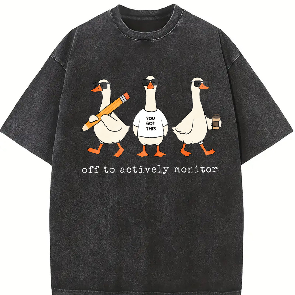 Off to Actively Monitor Goose Vintage Washed T-Shirt in Black