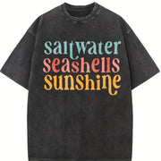 Pastel Pink & Ora Coastal Vintage Washed T-Shirt in Black