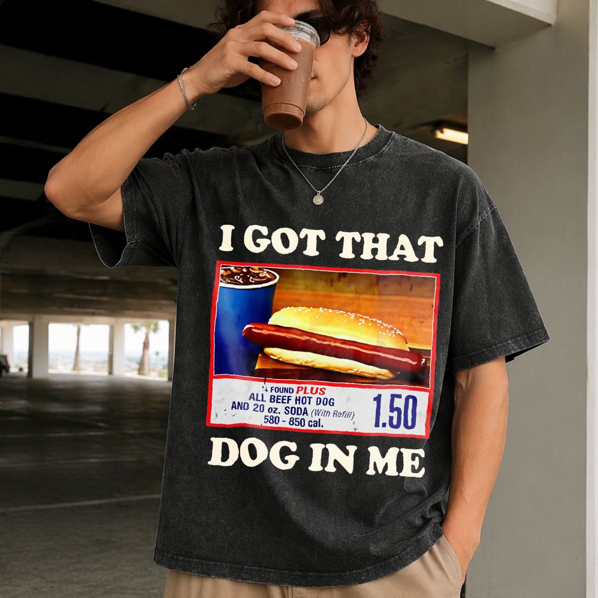 I Got That Dog in Me Combo 4th of July Meme Vintage Washed T-Shirt in Black