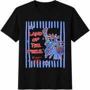 Land of the Free Because of the Brave Cotton T-Shirt in Black