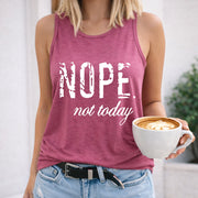 Nope Not Today Women's Color Cotton Tank Top in Red