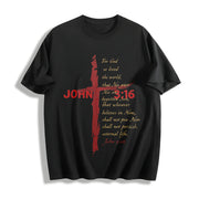 ✝️ JOHN 3:16 Love Jesus God Cotton T-Shirt in Black