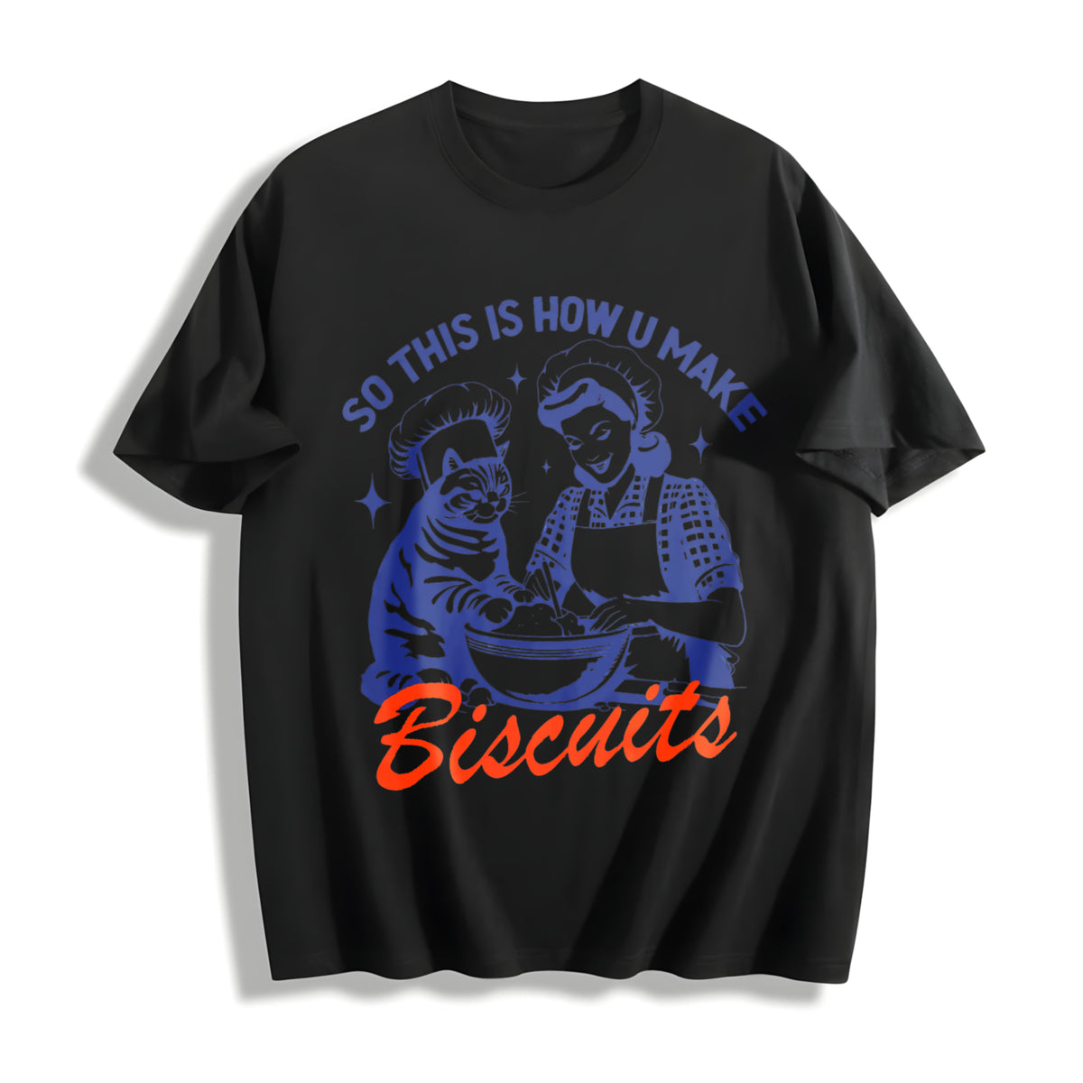 Cat Biscuits Cotton T-Shirt in Black