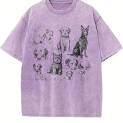 Dogs 90s Tattoo Retro ® Y2k Dog Vintage Washed T-Shirt in Purple