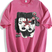 Double Face Gothic Tank Vintage Washed T-Shirt in Red
