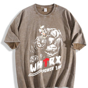 Weightlifting Bear Power Line Vintage Washed T-Shirt in Brown
