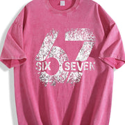Six Seven 67 Vintage Washed T-Shirt in Red