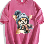 Chihuahua Portrait Vintage Washed T-Shirt in Red