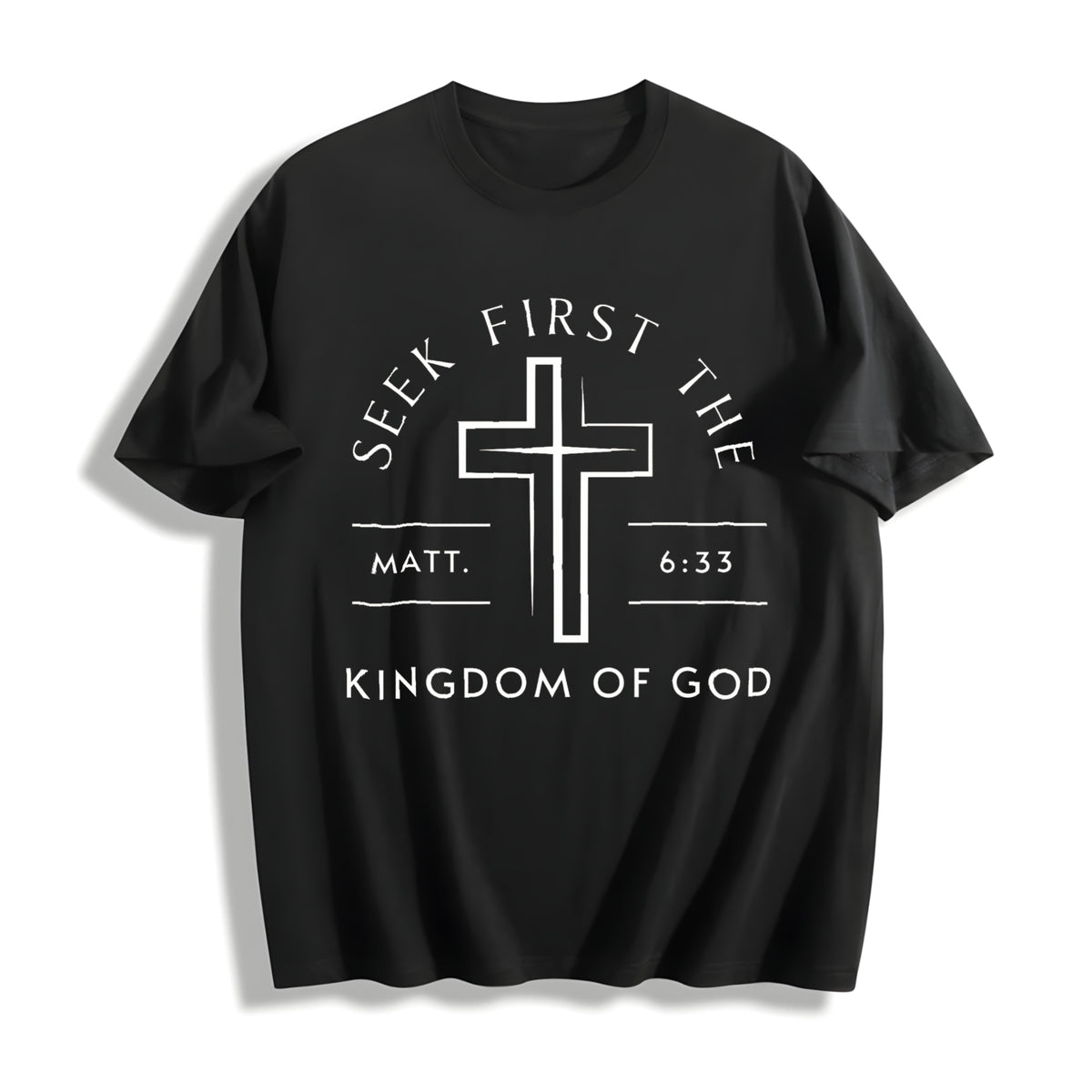 GLEC First Seek the Kingdom of God Cotton T-Shirt in Black