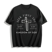 GLEC First Seek the Kingdom of God Cotton T-Shirt in Black