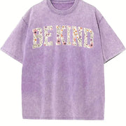 Be Kind Motivational Teacher Vintage Washed T-Shirt in Purple