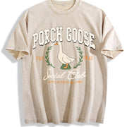 Porch Goose Social Club Vintage Washed T-Shirt in Beige
