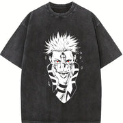 Ryomen Sukuna Know Your Place Fool Jujutsu Kaisen Heavy vintage washed oversized T-shirt in Black