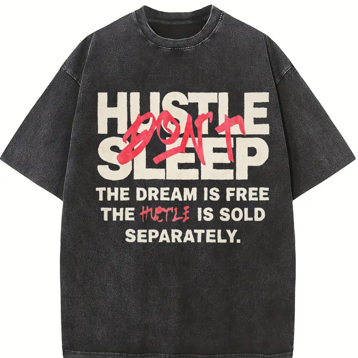 Hustle Don't Sleep Vintage Washed T-Shirt in Black